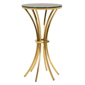wohnli-moebel-suche-M25146250 Wohnli Möbelsuche - Stehtisch aus Metall und Glas in Gold und Schwarz (Ø 50x92 cm)