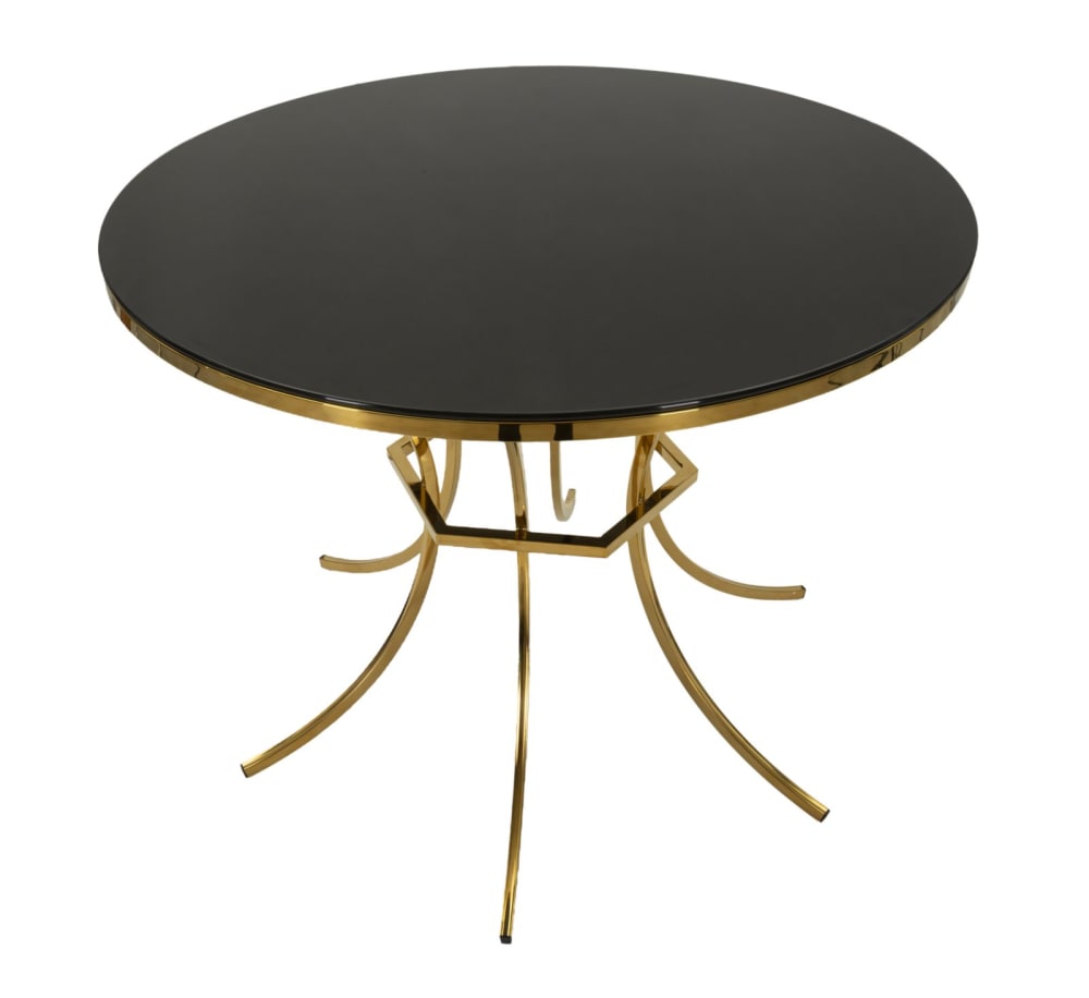 Esstisch aus Metall und Glas in Gold und Schwarz (Ø 100 x 80 cm) 100x80x100cm Metall Gold Mauro Ferretti Möbel Esszimmermöbel Esstische