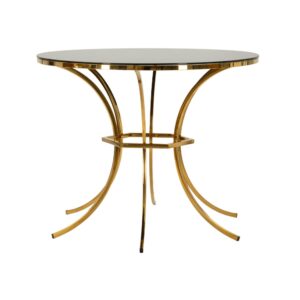 wohnli-moebel-suche-M25146303 Wohnli Möbelsuche - Esstisch aus Metall und Glas in Gold und Schwarz (Ø 100 x 80 cm)