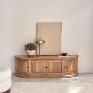 wohnli-moebel-suche-M25147165-1 TV-Möbel aus Teakholz 160 cm 160x45x160cm Holz Beige BERAH GETAH Möbel Wohnzimmermöbel TV-Möbel