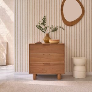 Kommode aus Teakholz 80 cm 80x80x80cm Holz Beige BERAH GETAH Möbel Schlafzimmermöbel Kommoden