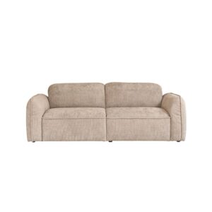 Wohnli Möbelsuche - Gerades 3-Sitzer-Sofa aus beigem gewebtem Samt