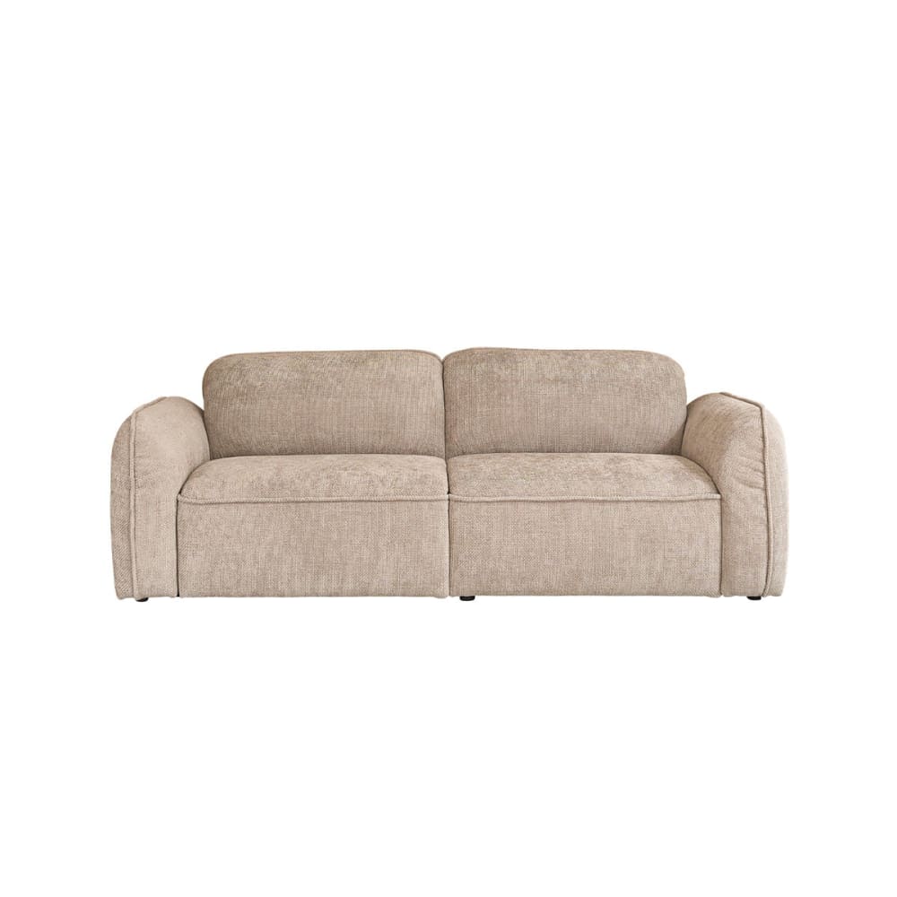 Wohnli Möbelsuche - Gerades 3-Sitzer-Sofa aus beigem gewebtem Samt