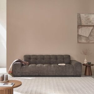 Gerades 4-Sitzer-Sofa aus gewebtem Samt in Mokka 243x74x243cm Samt Braun BERAH GETAH Sofas und Sessel Sofas 2-Sitzer-Sofas & 3-Sitzer-Sofas