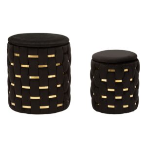 wohnli-moebel-suche-M25147200 Wohnli Möbelsuche - Pouf mit Behälter aus Polyester und Metall 2er-Set