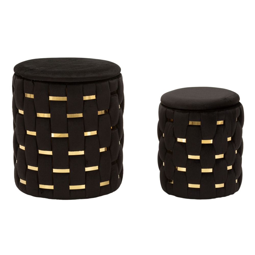 wohnli-moebel-suche-M25147200 Wohnli Möbelsuche - Pouf mit Behälter aus Polyester und Metall 2er-Set