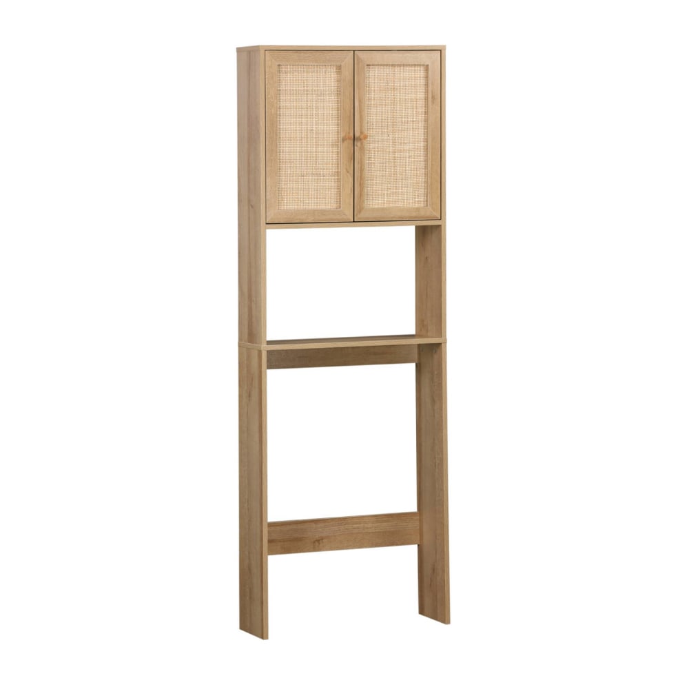 wohnli-moebel-suche-M25147776 Wohnli Möbelsuche - WC-Regal mit Holzdekor und Rattan-Geflecht naturfarben B 64 cm