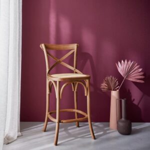 wohnli-moebel-suche-M25147813-1 Vintage Bistro Barhocker aus nussbaumfarbenem Holz 49x99x56cm Holz Braun sweeek Möbel Wohnzimmermöbel Hocker