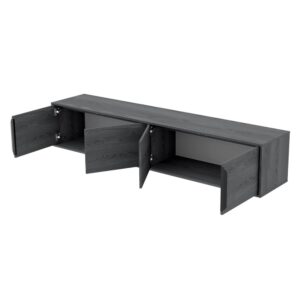 TV-Wandschrank 4-türig 200 cm Laminierte Platten Grau mit Holzeffekt 200x38x40cm Spanplatte Grau Petits meubles Möbel Wohnzimmermöbel TV-Möbel