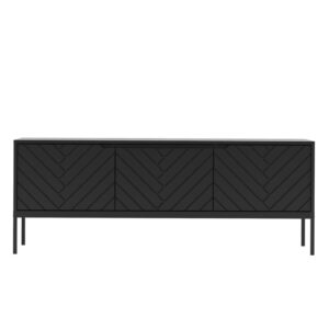 TV-Möbel mit 3 Türen 151 cm Melamin Schwarz 151x77x39cm Spanplatte Schwarz Petits meubles Möbel Wohnzimmermöbel TV-Möbel