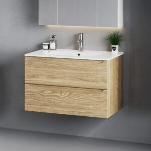 Einzelwaschtisch 80cm (Einbau Melamin Holz 80x50x46cm Spanplatte Braun Petits meubles Möbel Badezimmermöbel Waschtische
