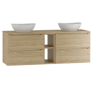 wohnli-moebel-suche-M25149071 Wohnli Möbelsuche - Doppelwaschtisch 140cm 2 Nischen Melamin Holz