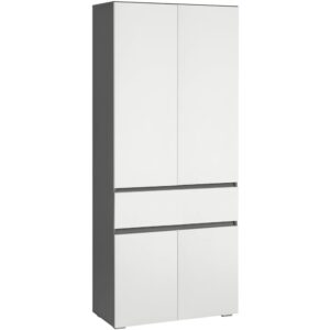 wohnli-moebel-suche-M25150107 Wohnli Möbelsuche - Badhochschrank mit 4 Türen 1 Schublade in Anthrazit & Weiß