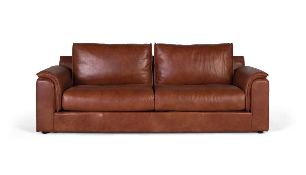 Wohnli Möbelsuche - 3-Sitzer-Sofa im Vintage-Stil mit Naturlederbezug