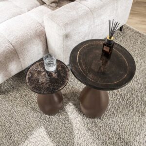 wohnli-moebel-suche-M25152616-1 Set von Beistelltischen aus Metall und Glas 0x60x0cm Glas Braun Mathi Design Möbel Wohnzimmermöbel Beistelltische