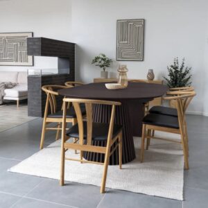 wohnli-moebel-suche-M25152618-1 Ausziehbarer runder Tisch aus MDF Schwarz 200x75x0cm Holz Schwarz House Nordic Möbel Esszimmermöbel Esstische