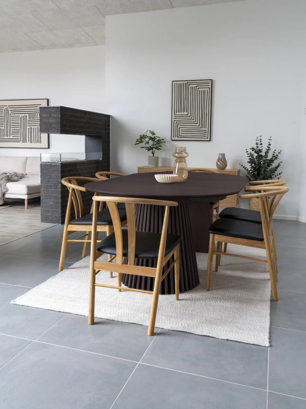 wohnli-moebel-suche-M25152618-1 Ausziehbarer runder Tisch aus MDF Schwarz 200x75x0cm Holz Schwarz House Nordic Möbel Esszimmermöbel Esstische