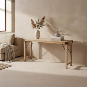 wohnli-moebel-suche-M25152624-1 Vintage Klappkonsole aus Holz 170x76x40cm Holz Beige Mathi Design Möbel Wohnzimmermöbel Konsolentische