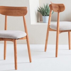 2 Holzstühle für Esszimmer 49x83x42cm Holz Beige Mathi Design Möbel Esszimmermöbel Stühle