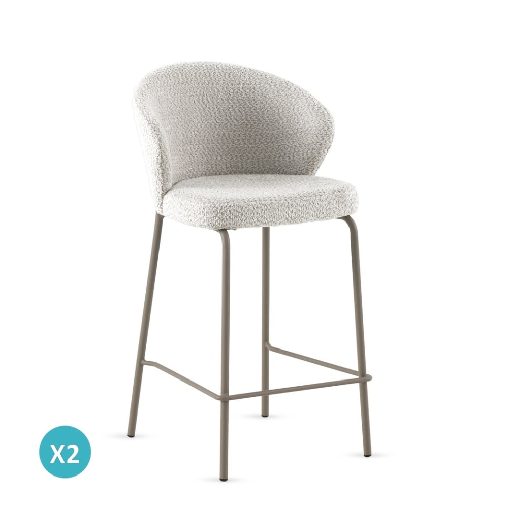 Wohnli Möbelsuche - 2er-Set Hocker mit weißem Chenille-Bezug