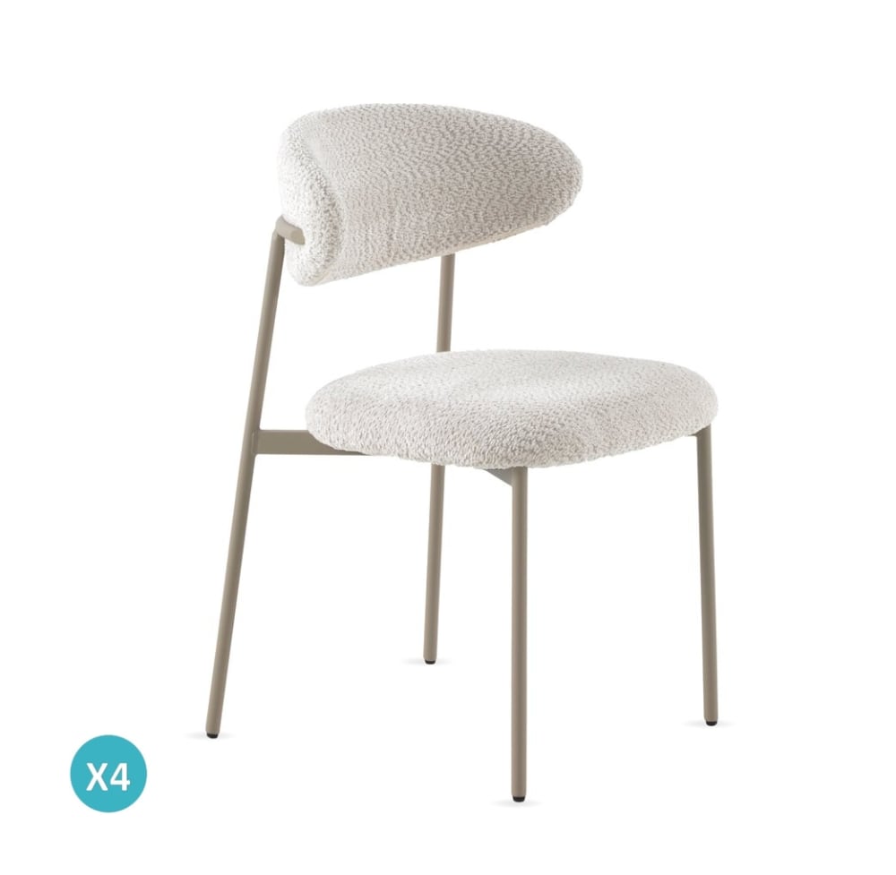 wohnli-moebel-suche-M25152961 Wohnli Möbelsuche - 4er-Set Stühle mit cremefarbenem Chenille-Bezug