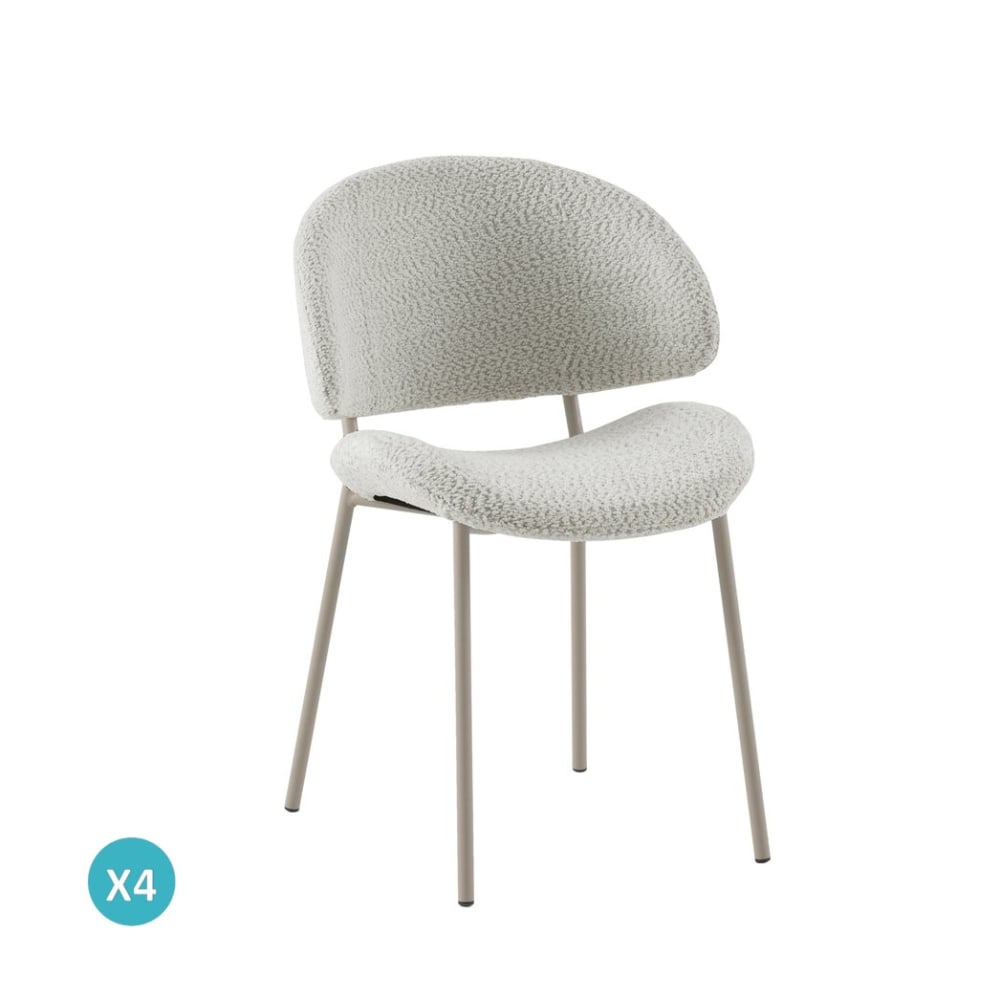 wohnli-moebel-suche-M25152977 Wohnli Möbelsuche - 4er-Set Stühle mit cremefarbenem Chenille-Bezug