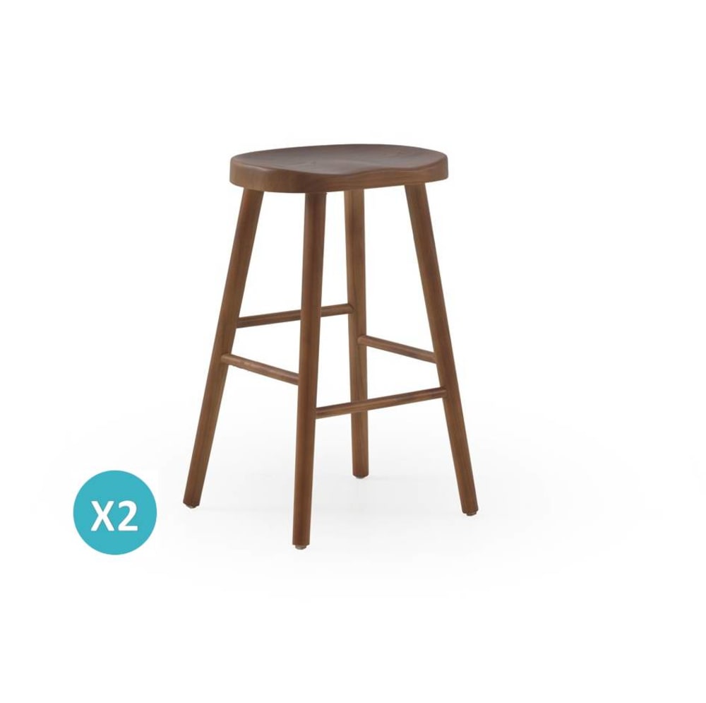 Wohnli Möbelsuche - 2er-Set Hocker aus walnussfarbenem Toonholz