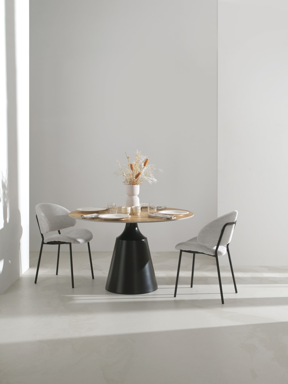 Runder Esstisch 90 Durchmesser mit Keramikplatte 90x75x90cm Keramik Braun GEESE HOME Möbel Esszimmermöbel Esstische
