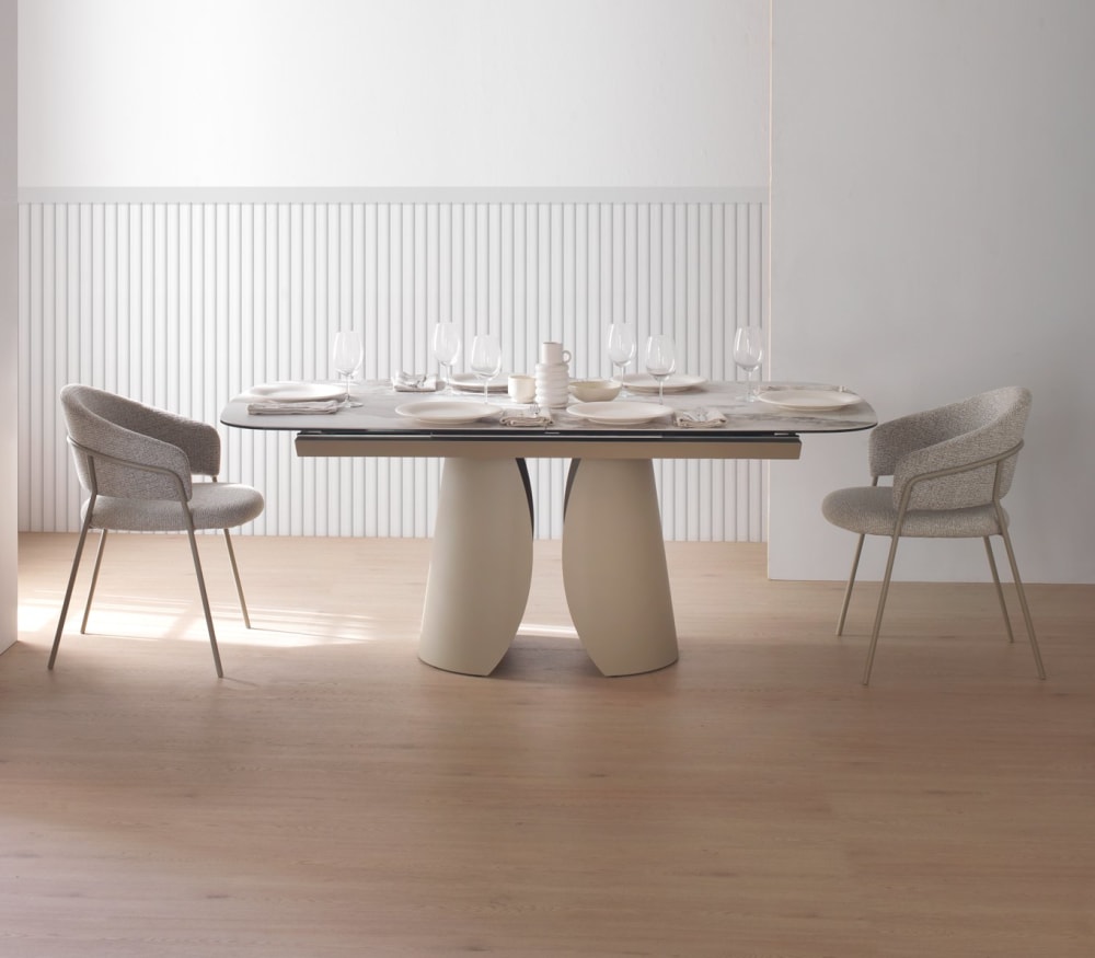 wohnli-moebel-suche-M25154093-1 Ausziehbarer Tisch 180/240 x 95 cm mit Keramikplatte 180x76x95cm Keramik Weiß GEESE HOME Möbel Esszimmermöbel Esstische