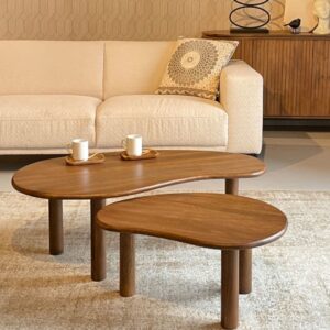 wohnli-moebel-suche-M25154502-1 Set aus 2 Couchtischen aus Massivholz 60x41x110cm Holz Braun Moloo Möbel Wohnzimmermöbel Couchtische