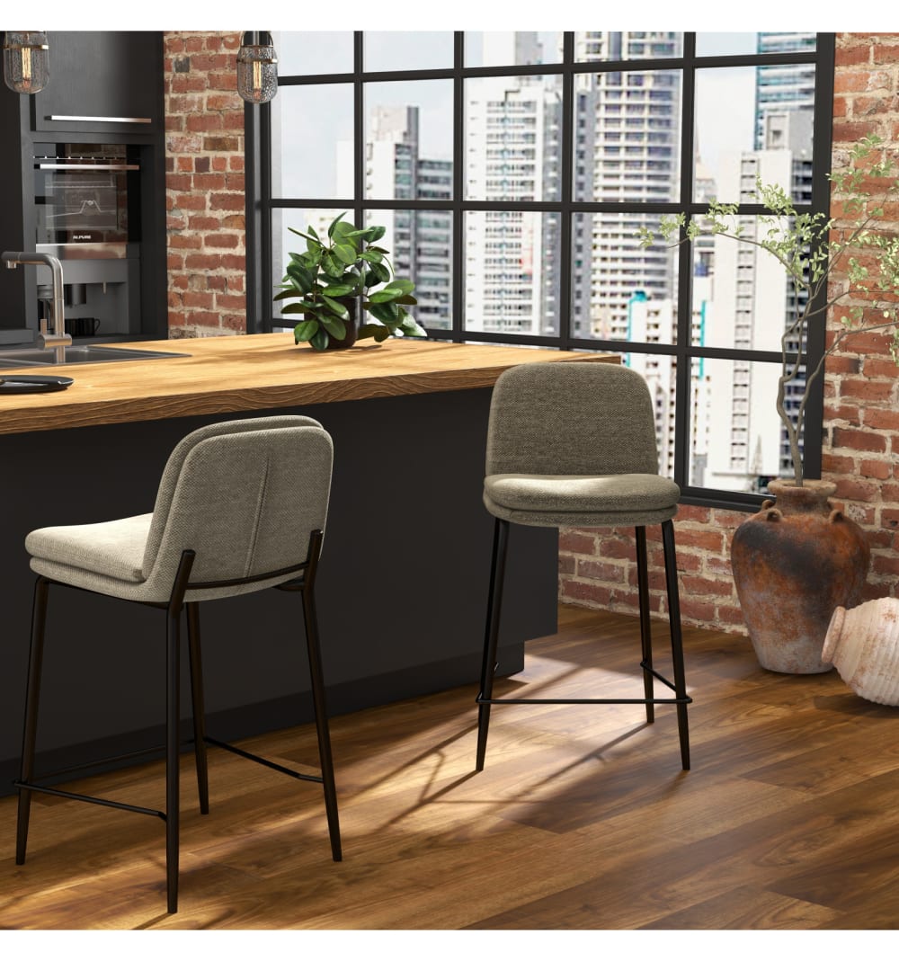 55x90x48cm Stoff Braun Moloo Möbel Esszimmermöbel Barhocker