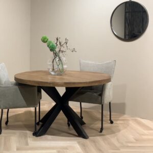Runder Esstisch 4 Personen D140 cm Massivholz 140x76x140cm Holz Braun Moloo Möbel Esszimmermöbel Esstische