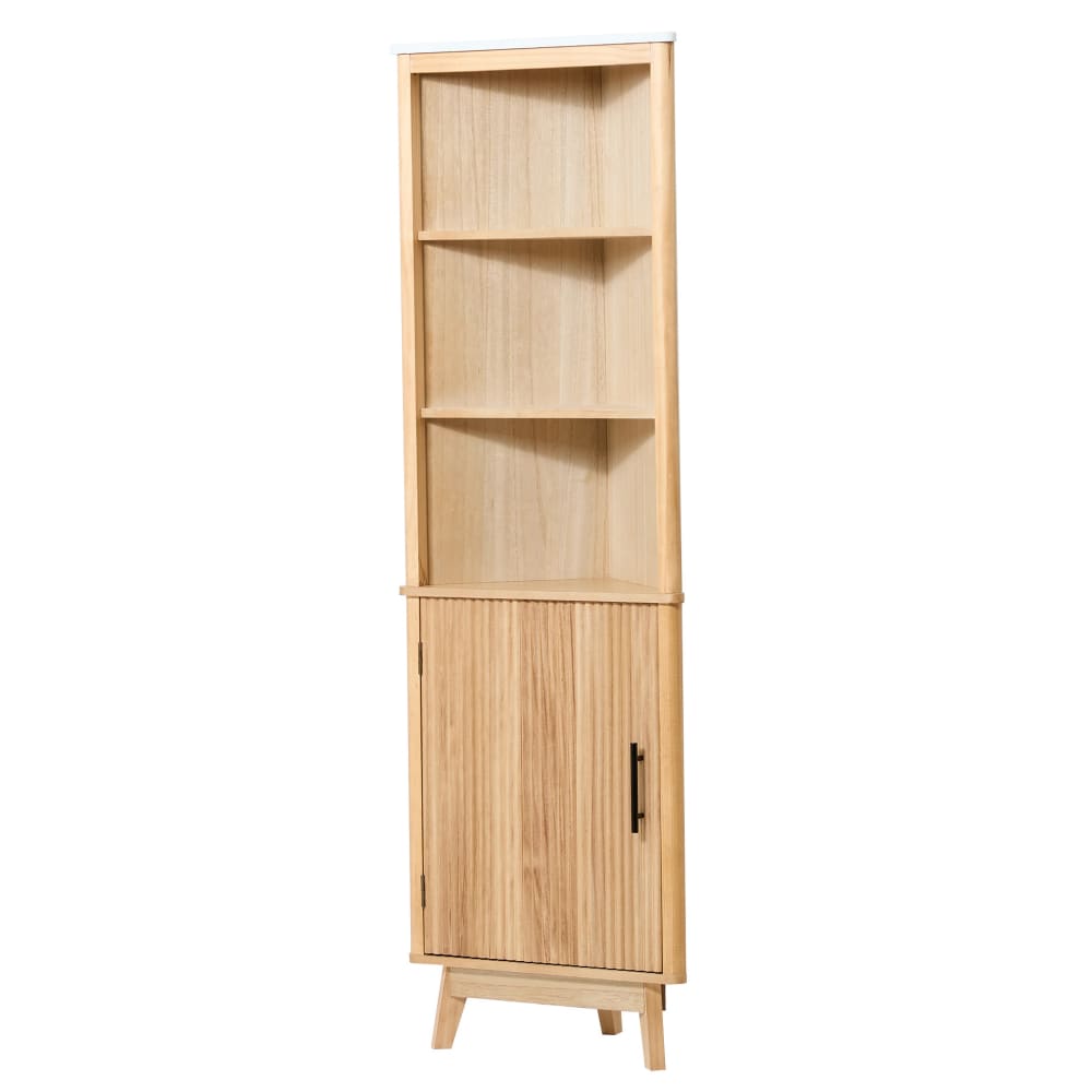 wohnli-moebel-suche-M25155158 Wohnli Möbelsuche - Eckschrank mit 1 Tür und 3 Regalen aus Holz