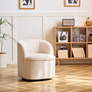 wohnli-moebel-suche-M25155161-1 Drehsessel mit Hocker aus Stoff Beige 63x69x61cm Stoff Beige Nordlys Sofas und Sessel Sessel, Poufs und Fußbänke Sessel