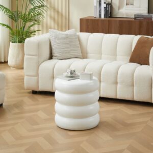 Beistelltisch für den Innen- und Außenbereich aus Magnesit Weiß 45x45x45cm Naturstein Weiß Nordlys Möbel Wohnzimmermöbel Beistelltische