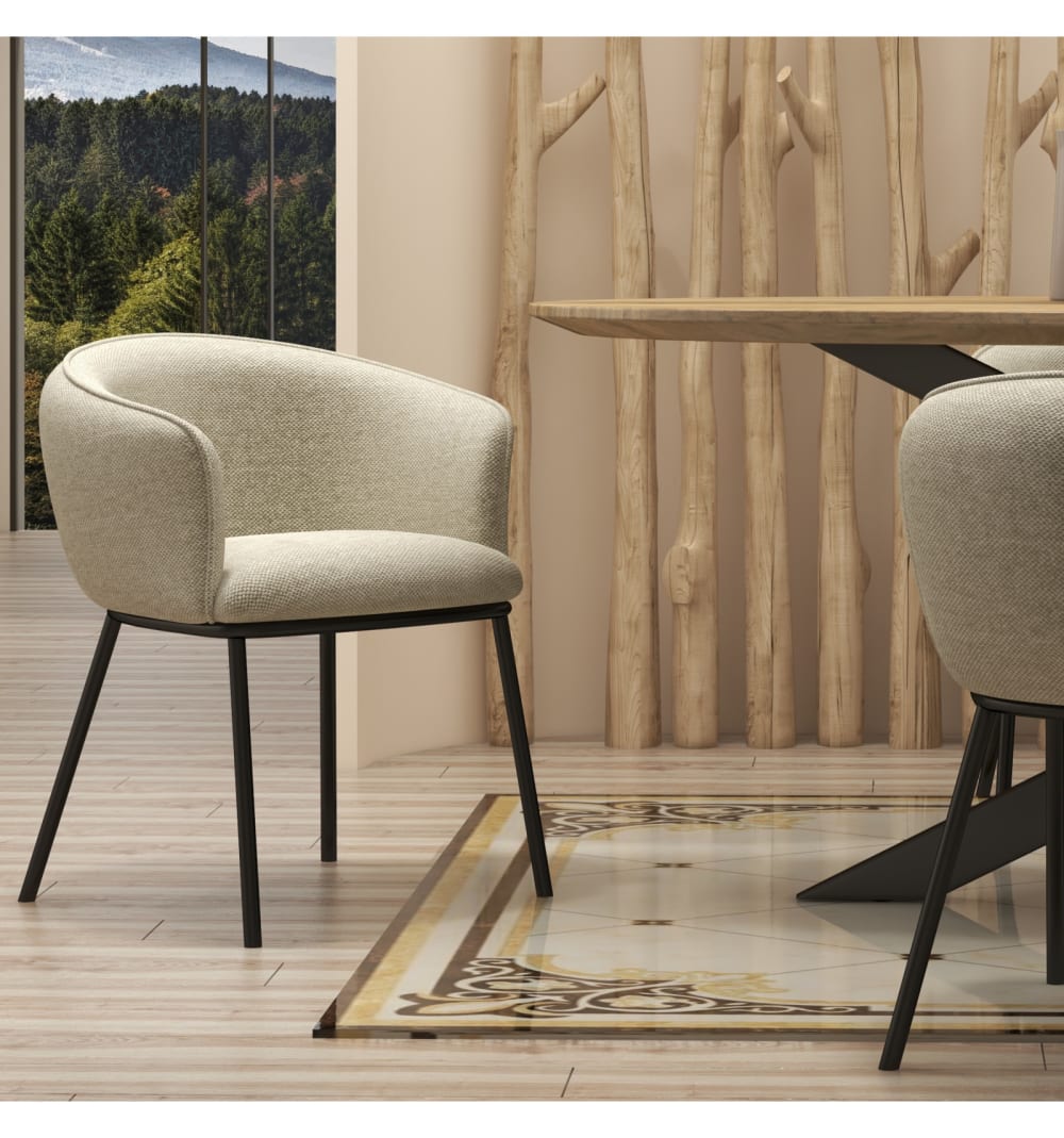 60x76x63cm Stoff Beige Moloo Möbel Esszimmermöbel Stühle