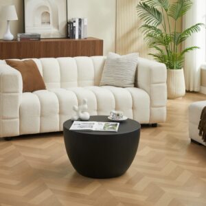 Couchtisch für den Innen- und Außenbereich aus Magnesit Schwarz 64x39x64cm Naturstein Schwarz Nordlys Möbel Wohnzimmermöbel Couchtische