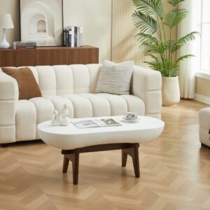 Couchtisch für den Innen- und Außenbereich aus Magnesit Weiß 110x43x50cm Naturstein Weiß Nordlys Möbel Wohnzimmermöbel Couchtische