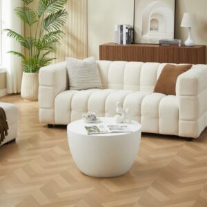 Couchtisch für den Innen- und Außenbereich aus Magnesit Weiß 64x39x64cm Naturstein Weiß Nordlys Möbel Wohnzimmermöbel Couchtische