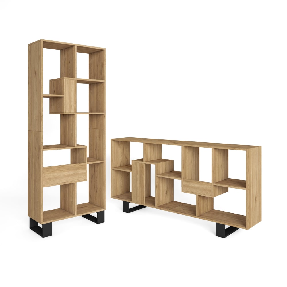 wohnli-moebel-suche-M25155497 Wohnli Möbelsuche - Bücherregal Holzeffekt eiche 67x31x174cm mit Beinen
