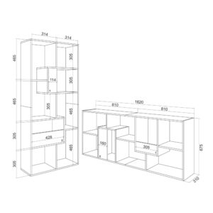 wohnli-moebel-suche-M25155502-1 Bücherregal Holzeffekt eiche 67x31x162cm 67x162x31cm Spanplatte Beige Skraut home Möbel Wohnzimmermöbel Bücherregale