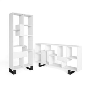 wohnli-moebel-suche-M25155503 Wohnli Möbelsuche - Bücherregal Holzeffekt weiß 67x31x174cm mit Beinen