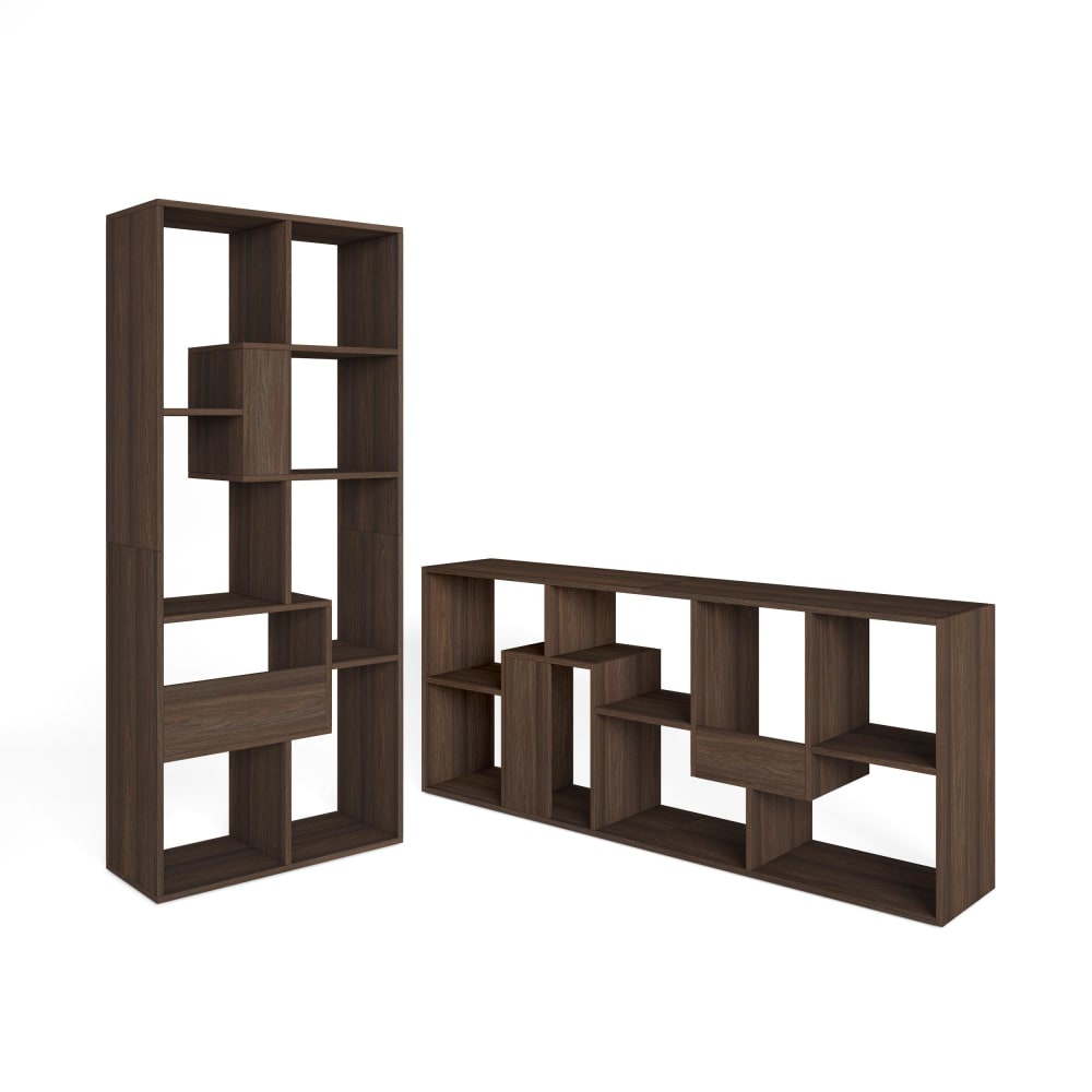 wohnli-moebel-suche-M25155504 Wohnli Möbelsuche - Bücherregal Holzeffekt dunkle Eiche 67x31x162cm