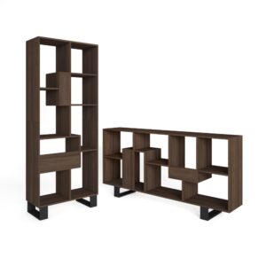 wohnli-moebel-suche-M25155512 Wohnli Möbelsuche - Bücherregal Holzeffekt dunkle Eiche 67x31x174cm mit Beinen