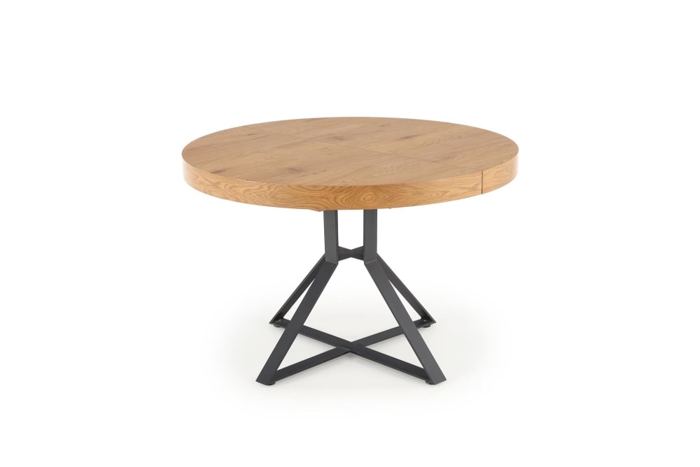 wohnli-moebel-suche-M25155755 Wohnli Möbelsuche - Ausziehbarer runder Tisch MDF schwarzen Stahlbeinen Ø 120/160 cm