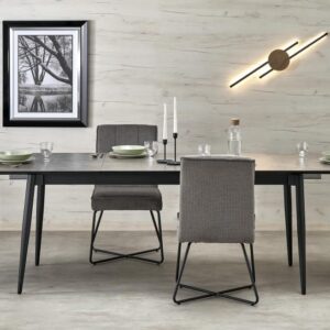 wohnli-moebel-suche-M25155756-1 Ausziehbarer Marmortisch für 6/8 Personen 180/260x90 cm 180x76x90cm Holz Schwarz That's Casa Möbel Esszimmermöbel Esstische