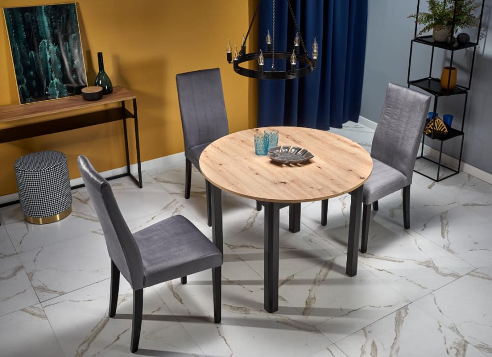 Ausziehbarer Tisch für 4/6 Personen 102/142x102 cm 102x76x102cm Holz Schwarz That's Casa Möbel Esszimmermöbel Esstische