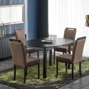 wohnli-moebel-suche-M25155812-1 Ausziehbarer Tisch für 4/6 Personen 102/142x102 cm 102x76x102cm Holz Schwarz That's Casa Möbel Esszimmermöbel Esstische