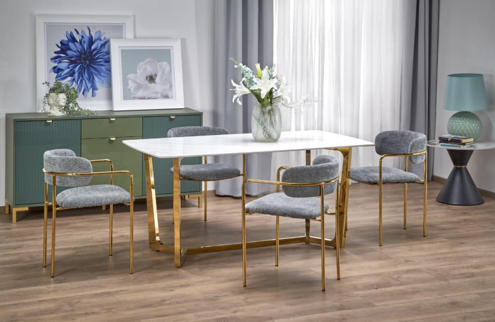 Weißer Tisch für 4/6 Personen 160x90 cm 160x76x90cm Marmor Weiß That's Casa Möbel Esszimmermöbel Esstische