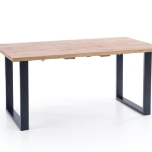 wohnli-moebel-suche-M25155834 Wohnli Möbelsuche - Ausziehbarer Tisch Eichenlaminat schwarzen Stahlbeinen 135/185x85 cm
